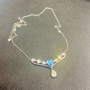 925 Beautiful Blue & Clear Crystal Necklace